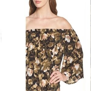 French Connection Off Shoulder Floral Boho Mini Dress XS Festival Ruffle NWT